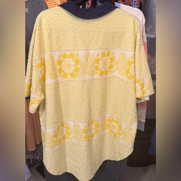 NWT Free People We The Free Always Sunny Tee - yellow combo - large - Picture 8 of 9